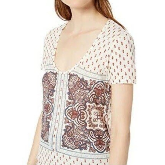 Tops - NEW! Lucky Brand Tile Print Short Sleeve Scoop Neck T-Shirt